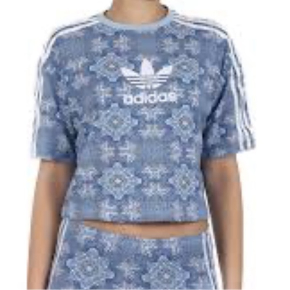 adidas Originals Blue Floral Crop Top